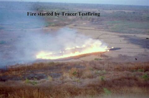 Fire started by test firing tracer rounds