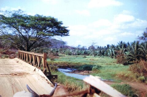 Northern Road Block, temporary bridge over Song Cau, Route 2 Ap An Phu going south to 1 ATF from top of Vietnamese Ox Cart 1.67