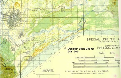 Map of the area of Operation Bribie