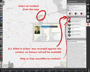 The Casualty Honour Roll is shown where at least one 'killed in action' was reported against an incident. If the right people are not shown, help us by providing more info!